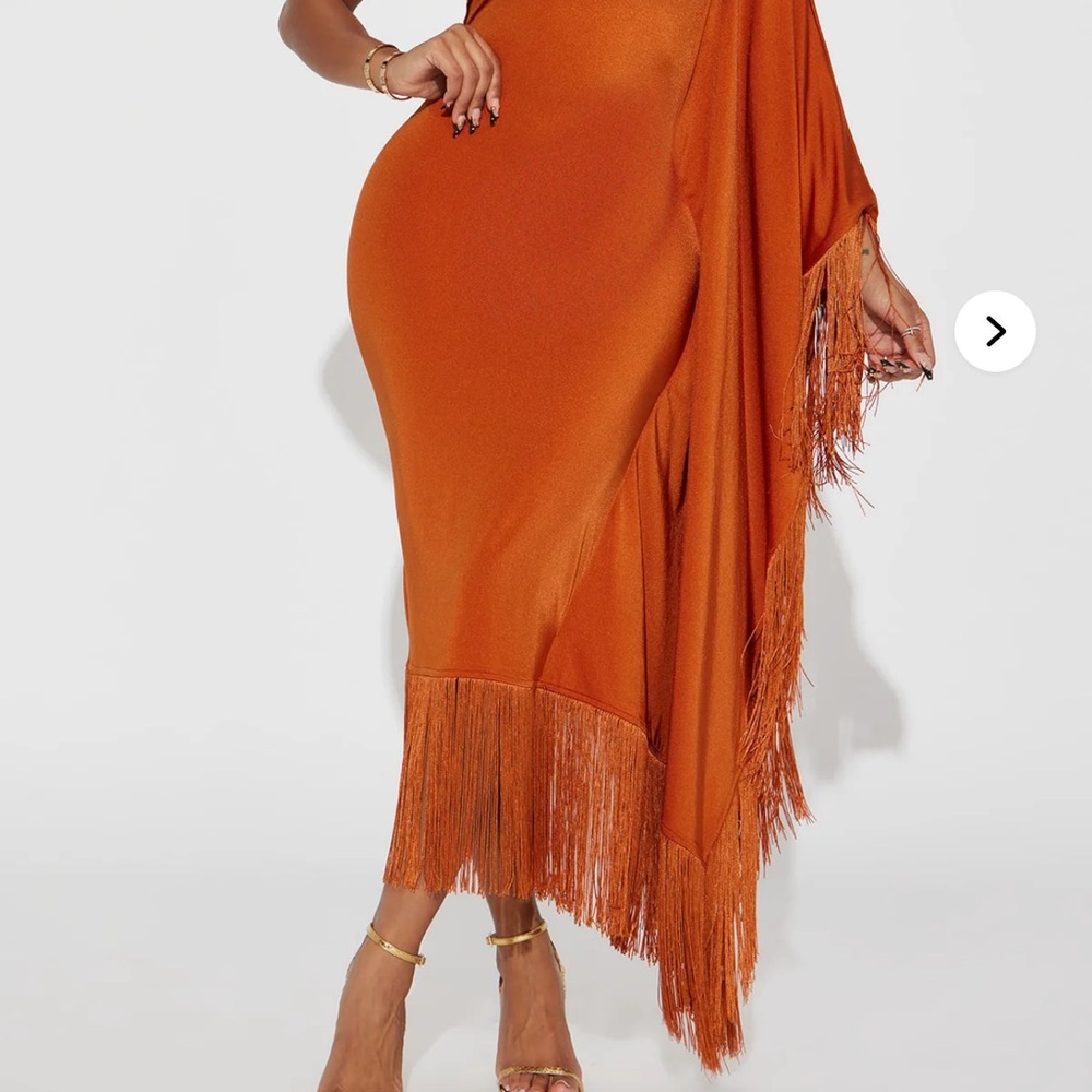 Chic Orange Fringe Dress